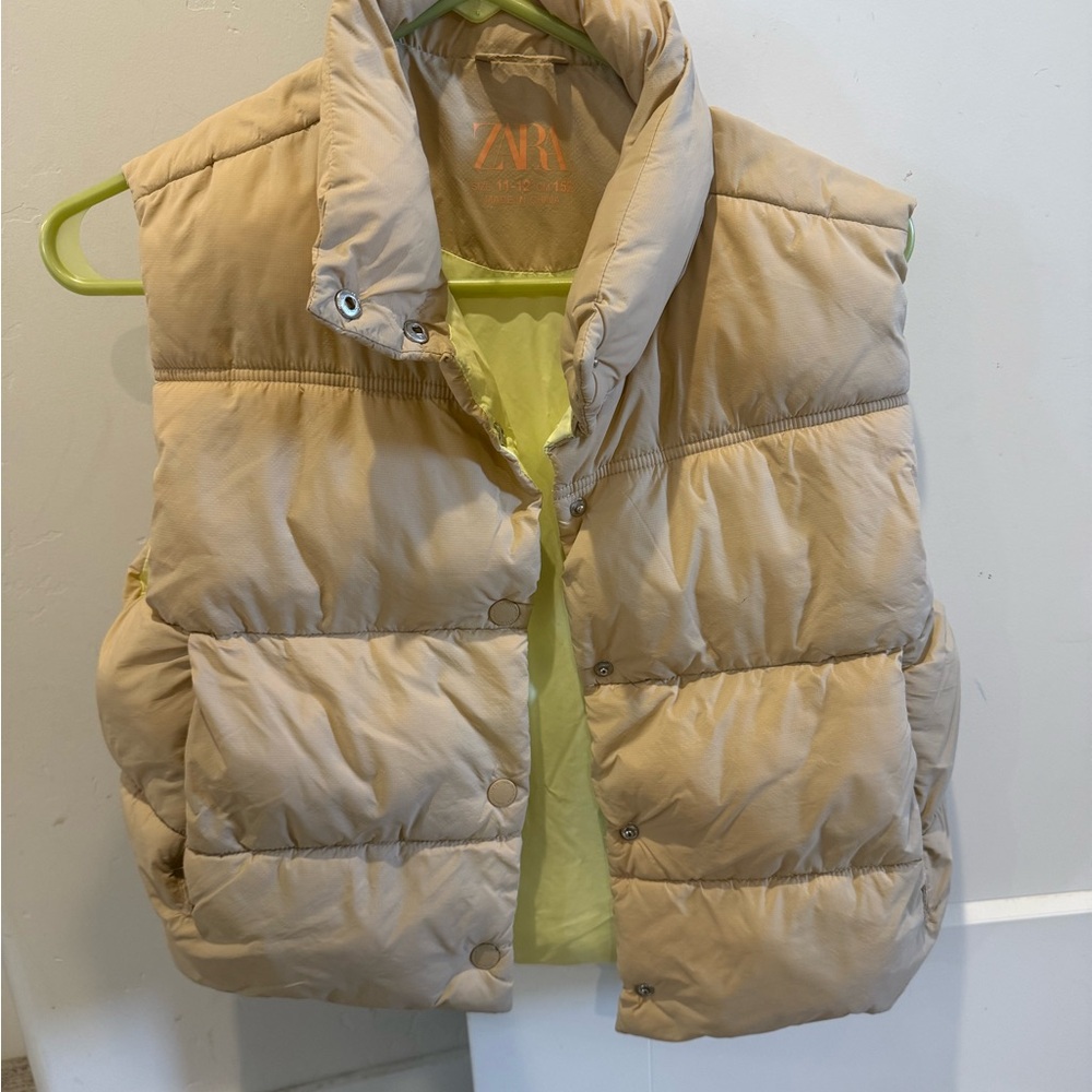 Zara Kids Neutral Beige Quilted Puffer Vest